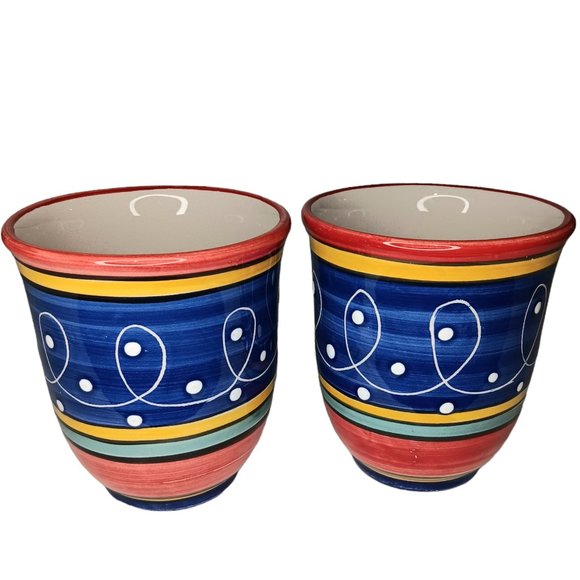 Pier One San Marco Mugs Hand Painted Set of Two - Picture 1 of 8